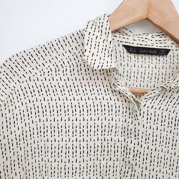 Zara Women's Oversized Button Front Shirt Classic Print Flowy Size Medium - Picture 2 of 7